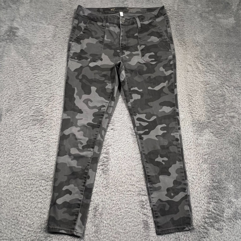 Seven7 Utility Ankle Pants Women's 10 Grey Camo Skinny Stretch Trousers Gorpcore